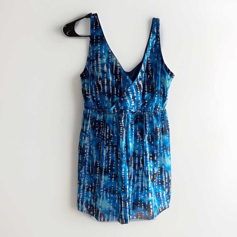 Denim & Co Beach Blue Shibori Tie Dye V-Neck Surplice Swim Dress Women's Size 10